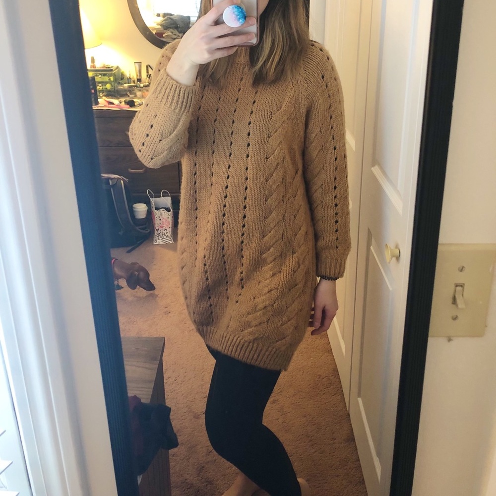 Cable knit sweater dress